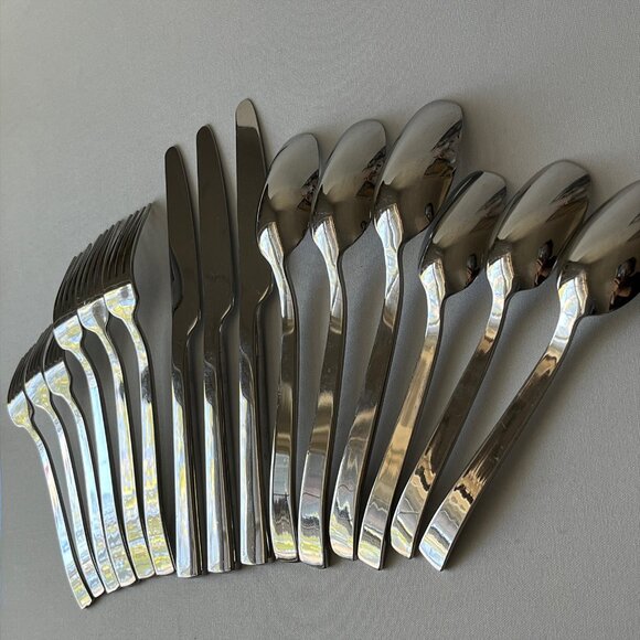 Gourmet Settings GS Cami 15pc Set Glossy Forks Knives Spoons Flatware 5pc x3 - Picture 7 of 7